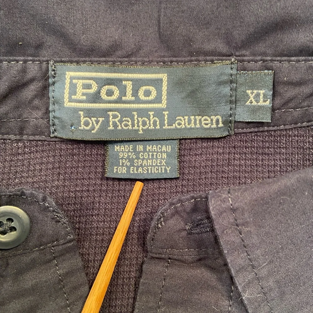 Polo by Ralph Lauren, Long Sleeve Knit Collared‎ Short, Navy Blue, size XL